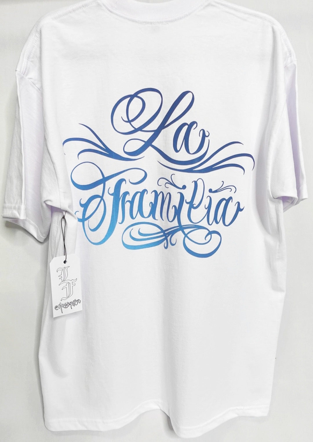 White Blue Reflective La Familia T-Shirt