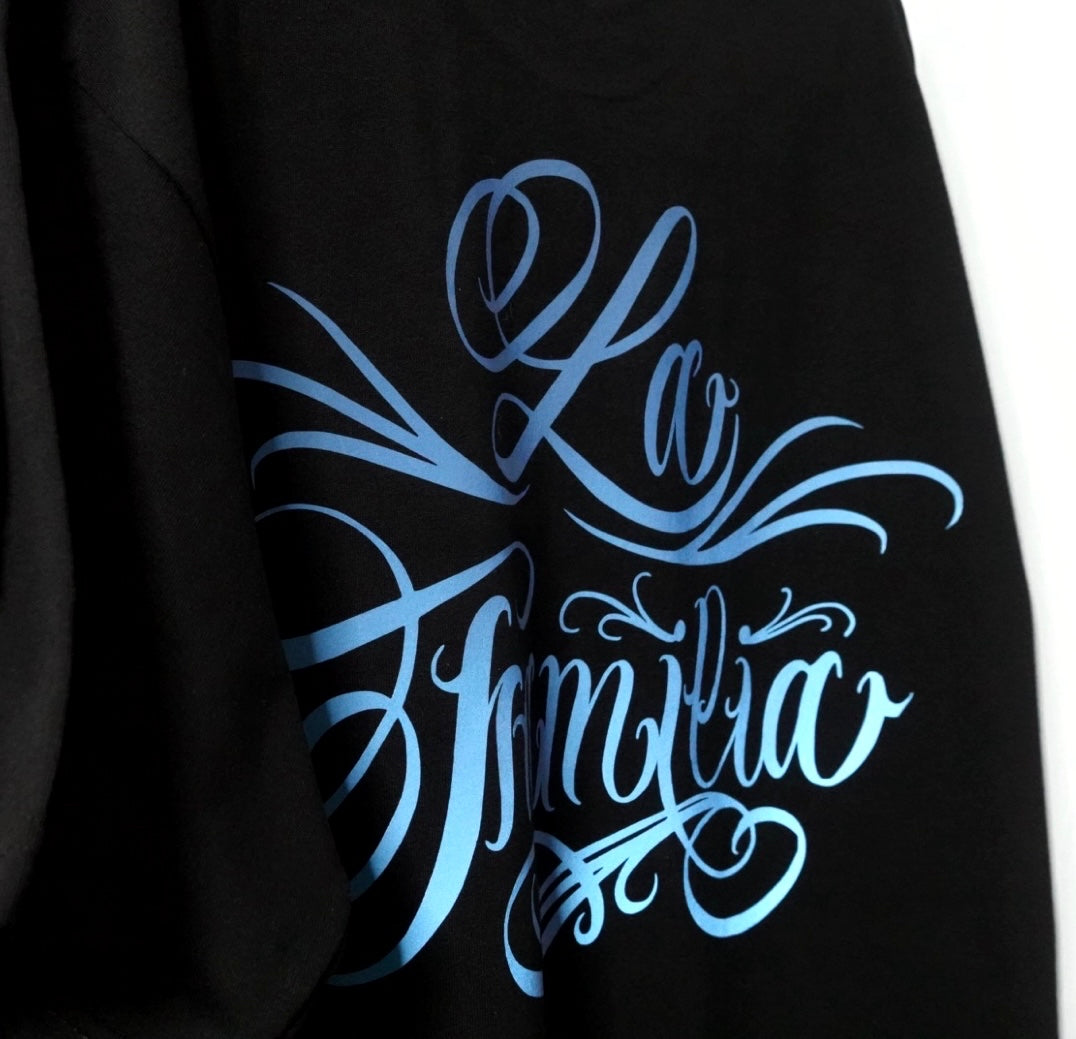 Black Blue Reflective La Familia T-Shirt